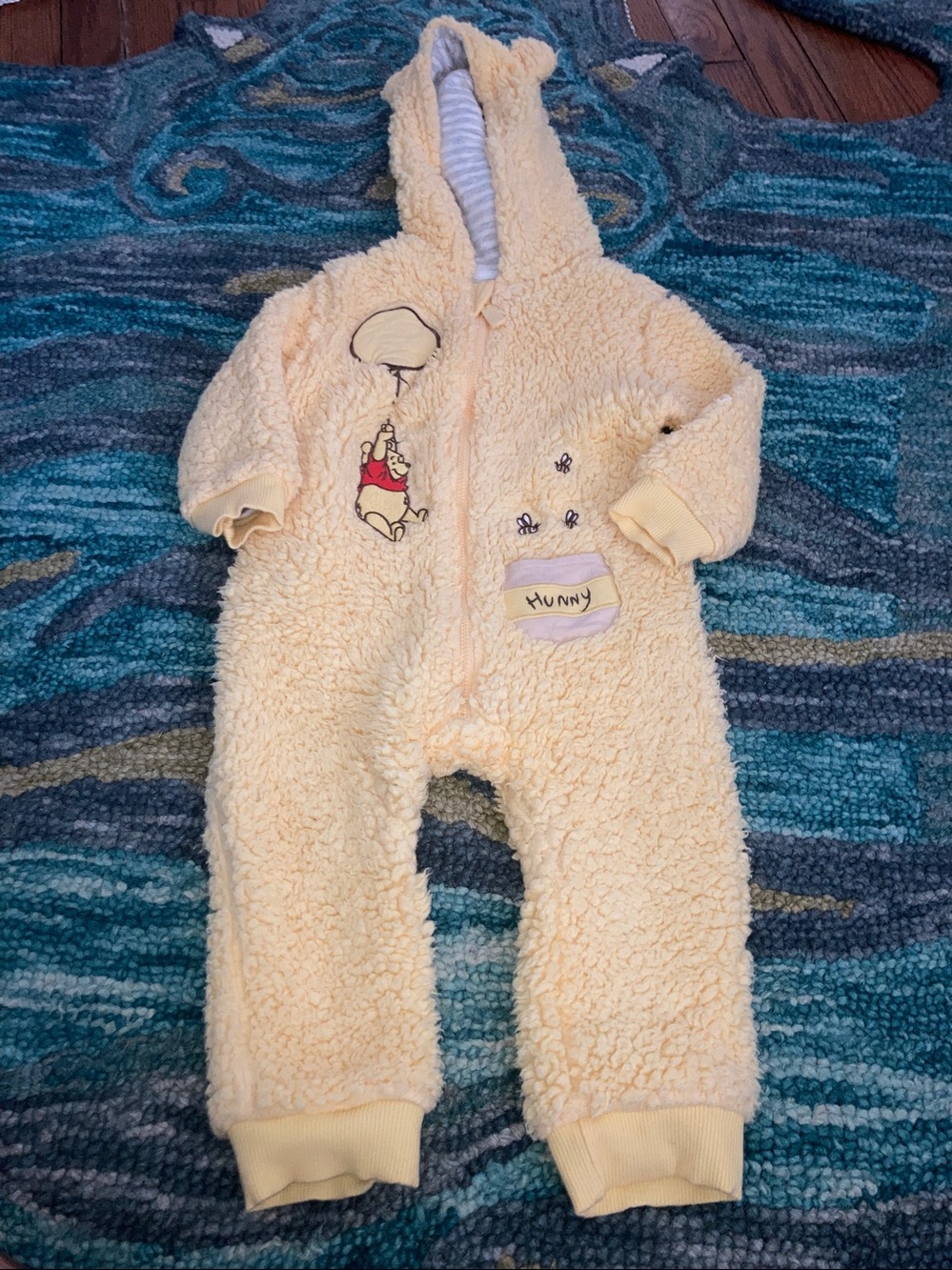 Little Sleepies Disney Winnie the Pooh Yellow Sherpa Hooded 12-18 months